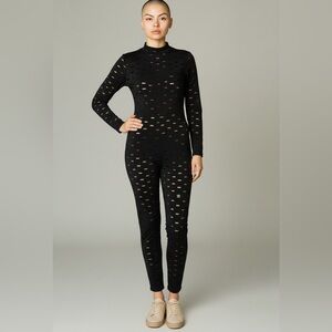 SHEIN Black Mesh Jumpsuit